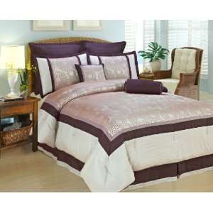 Polka Dot 8 Piece Purple Bed in a Bag Comforter Set/King:  