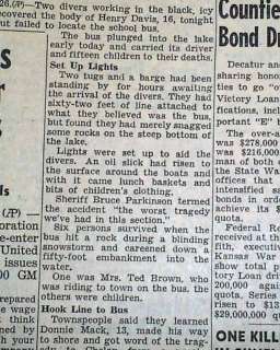 LAKE CHELAN Washington School Bus Crash 1945 Newspaper  