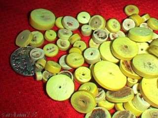 LOT OF 100 YELLOW RONDELLE BEADS WOOD CRAFTS JEWELRY MACRAME #336 