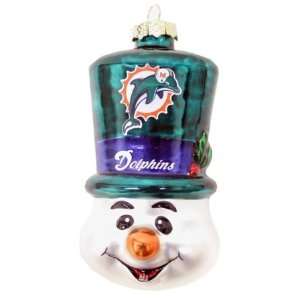 Miami Dolphins NFL Top Hat Snowman Glass Ornament: Sports 