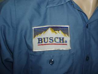 vtg BUSCH BEER WORKSHIRT delivery guy uniform patch L  