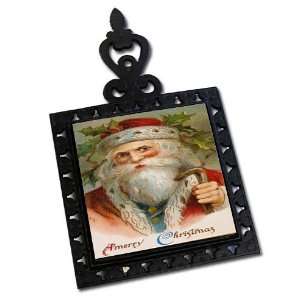  Father Christmas Cast Iron Tile Trivet