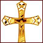 10K Yellow Gold Mens Jesus Christ Cross Pendant  