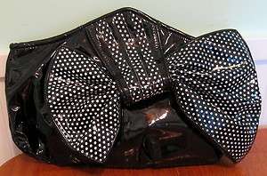 Bags by J&E Black Handbag Purse w/ Polka Dot Bow EXCL  