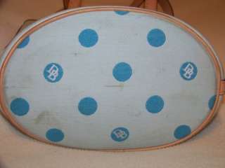 Dooney And Bourke Blue Polka Dot Leather Khaki Hand Bag Purse Handbag 