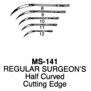 Regular Surgeons Needles, 1/2 curved, cutting edge 