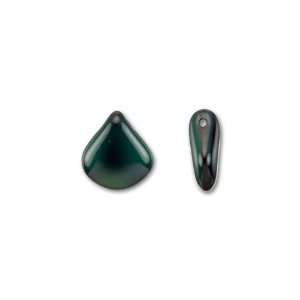  Czech Glass Green and Black Marbled Drop Bead Arts 