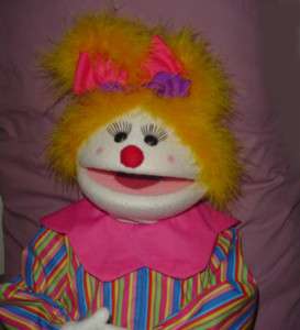 Professional small baby girl clown puppet ventriloquist yellow boa 