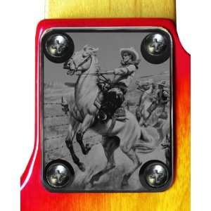 Horseback Chrome Engraved Neck Plate: Musical Instruments