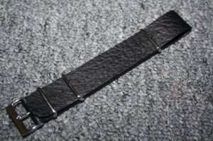 22mm Black Genuine Leather G10 Nato Watch Band Strap  