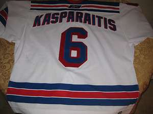 DARIUS KASPARAITIS NHL GAME WORN USED NEW YORK RANGERS JERSEY COA 