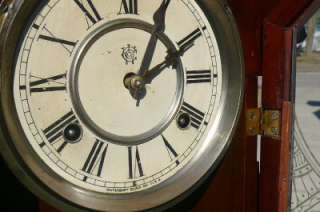   Antique Waterbury Shelf Mantle Parlor Clock Original Painted Glass VGC