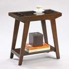 Wildon Home Center Side Table with Glass Top in Espresso