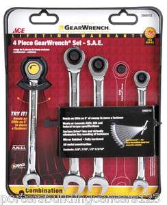 GearWrench 4 pc Gear Wrench Set SAE Ace 082901039488  