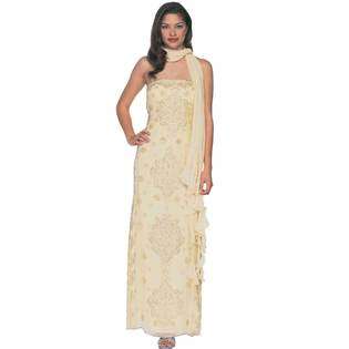Formal Gallery Yellow Prom Dress. Womens Long Strapless Beaded Evening 