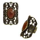   style Fashion Strech Ring with Brown Faceted Oval Stone in Center