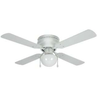   Aegean Series 42 Inch Flush Mount Ceiling Fan, White or Light Maple