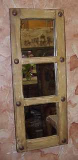 Rustic Old Door Mirror Mexican 15x39 in Iron Clavos  