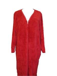 Oscar de La Renta ZIP UP Plush Robe with Satin & Lace Trim RED Women 