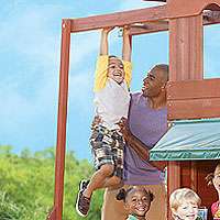   king of the jungle on the monkey bars climb and play safely with the
