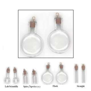 MINIATURE GLASS BOTTLES w/ CORK spice lab flask vial  