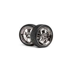 Mounted Low Tread Tire, Black Chrome (4) : Toys & Games : 