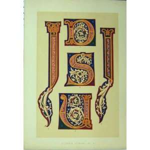   C1882 Eleventh Century Colour Calligraphy Design Print