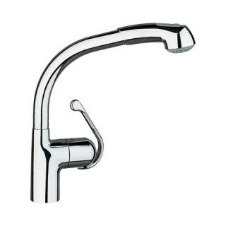 GROHE Zedra 30125000 Starlight Chrome 1 Handle Pull Out Kitchen Faucet 