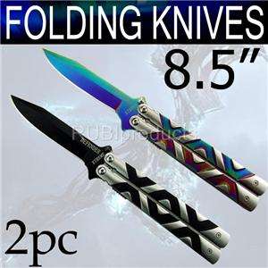   Folding Knives TITANIUM BLACK Tactical Pocket Knives Stainless Steel