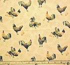 Made USA Rooster Cotton Print P Kaufmann Drapery Fabric Barnyard 