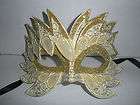   White & Gold Male or Female Masquerade Mardi Gras Mask Venetian Mask
