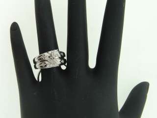 Mens Ladies White Gold Finish Diamond Engagement Ring Wedding Band 