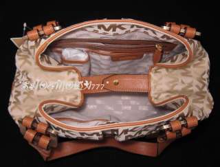 348 MICHAEL KORS Harness Large Shoulder Bag Purse Tote Logo Jacquard 
