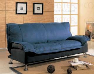 Blue/Black Microfiber Futon Sofa Bed   FREE S/H  