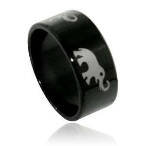  Stainless Steel Black Elephant Band Jewelry