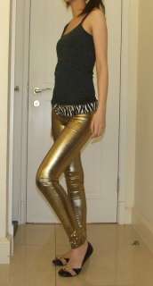 Shiny Gold FULL LENGTH Leggings Tight Pants Rock pt166  