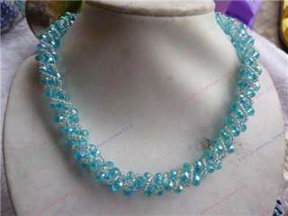 Charming Sea blue Swarovski Crystal Faceted Necklace18  
