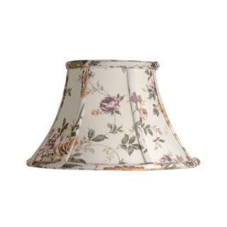 NEW 16.5 in. Wide Lamp Shade, White with Floral Printed Design, Canvas 