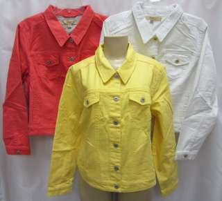  Motto Sz XL 1X 2X 3X White Yellow or Pink Button Front Jean Jacket 