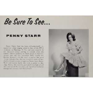   Penny Starr Singer Wheeling Jamboree WWVA   Original Halftone Print