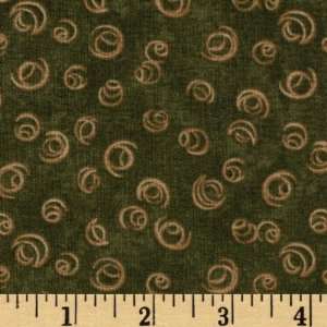   Moda Northwoods Botanica Circle Swirls Green/Tan Fabric By The Yard