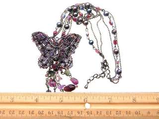  designed purple butterfly necklace pendant decorated with large