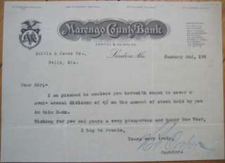 1905 Letterhead Marengo County Bank Linden, Alabama AL  