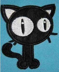 Black Cat Punk/Goth Embroidered Applique Iron On Patch  