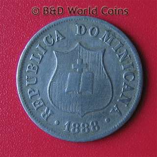 DOMINICAN REPUBLIC 1888 A 2 1/2 CENTAVOS VF 18mm Cu Ni  