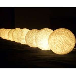  White Cotton Ball Patio Party String Lights (20/set): Home 