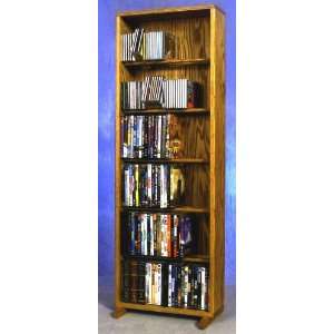    Solid Oak 6 Row 80 DVD Capacity Cabinet Tower