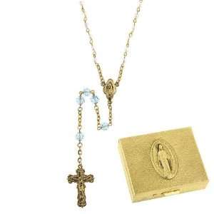   Birthstone Rosary Box Set, March Birthstone 