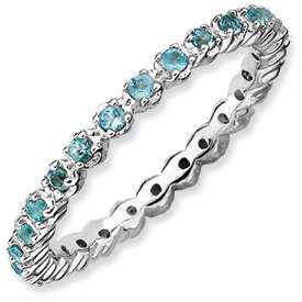   Blue Topaz Semi Precious .46tcw Gemstone Wedding Band Ring 5 10  