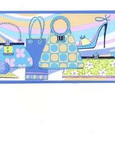 PURSE / PURSES AND SHOES IN BLUES WALL BORDER GU79201  